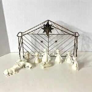 Vintage 60's Sigillo Garanzia Italian Nativity Set 10 Pc Ivory White Plastic MCM
